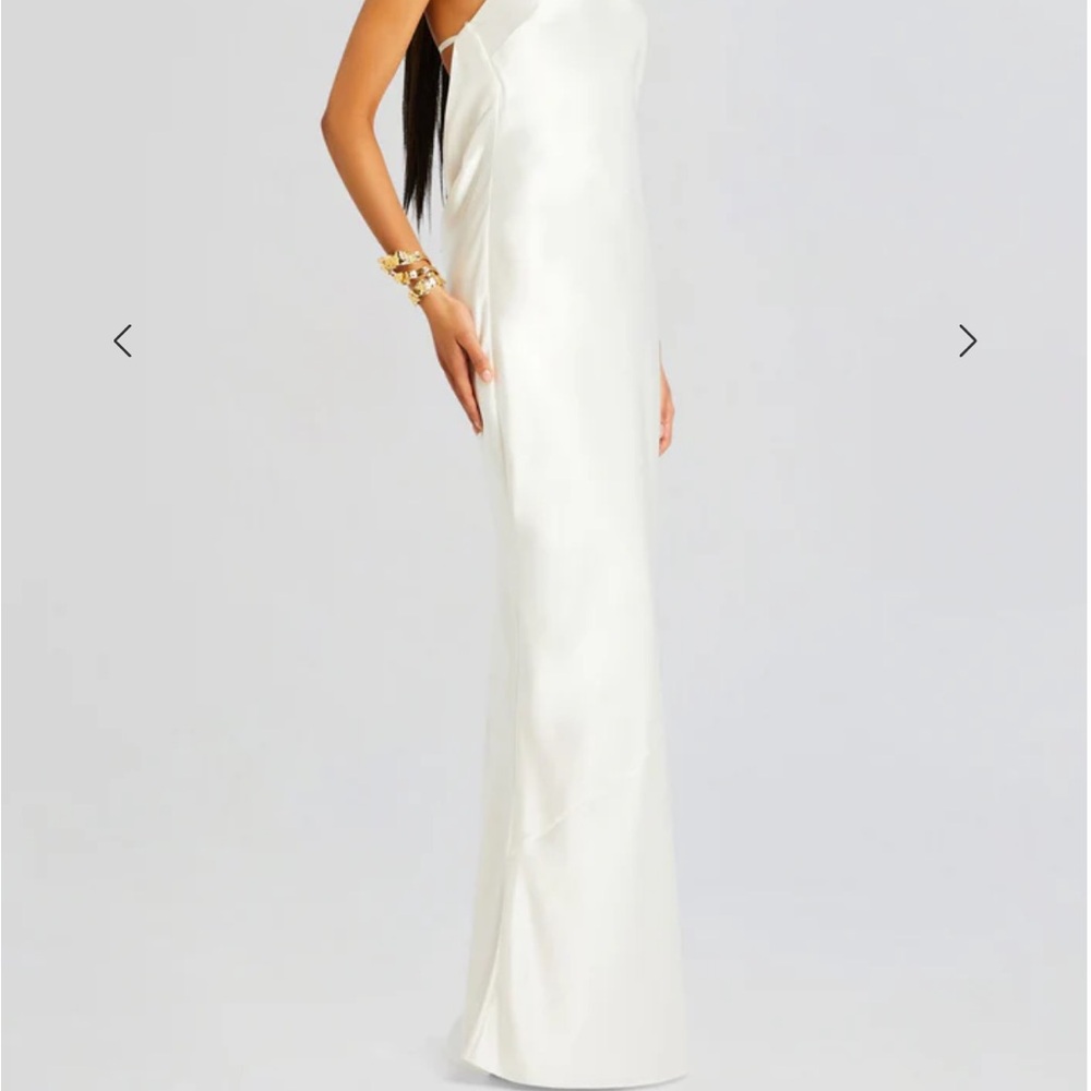 Retrofete White Backless Satin Gown